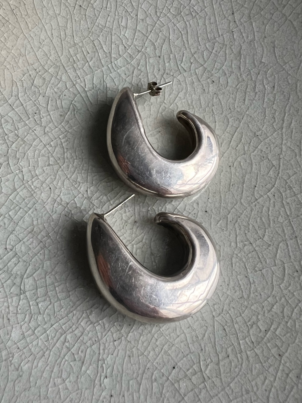 Chunky Sterling Silver Modern Hoop Earrings